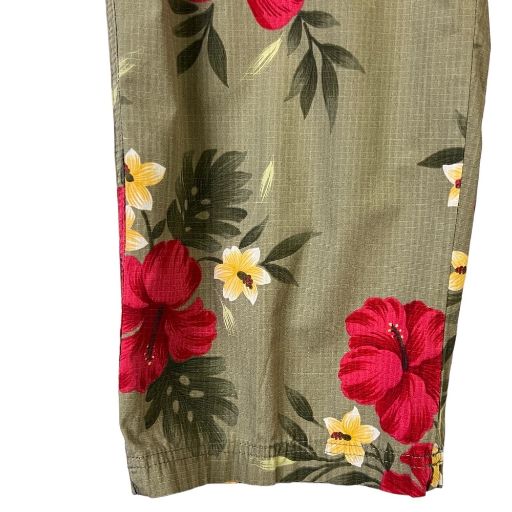Havana Jack's Pants Cafe Size 10P Olive Green Tropical Floral Capris Boho Beach - Picture 4 of 9